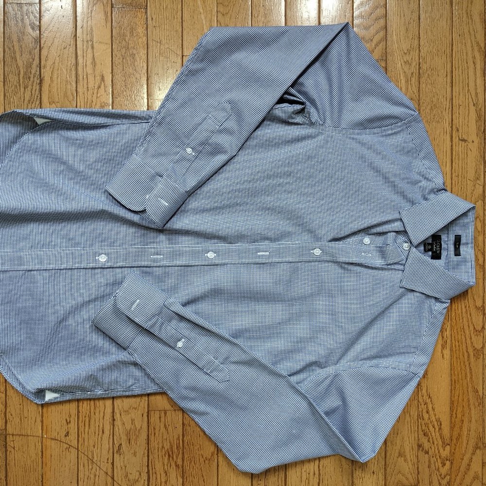 J. Crew gingham ludlow suit shirt 15"/34" S/M